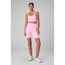 Jerf Gela Yüksek Bel Biker Şort (12CM) Neon Pembe
