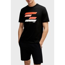 Boss Baskılı Bisiklet Yaka Regular Fit Pamuklu Jarse T Shirt Erkek T Shirt 50513005 001