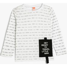 Koton Tişört Uzun Kollu Cep Detaylı Şehir Baskılı Bisiklet Yaka Pamuklu