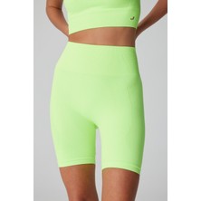 Jerf Gela Yüksek Bel Biker Şort (12CM) Neon Yeşil