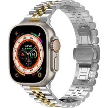 Aet Apple Watch 42 - 49MM Uyumlu Paslanmaz Çelik Ayarlanabilir Rolex Metal Kordon