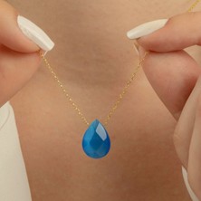Usho Jewelry 925 Ayar Gümüş Mavi Taş Kolye