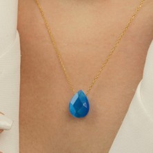 Usho Jewelry 925 Ayar Gümüş Mavi Taş Kolye