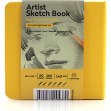 Tigertint Sketch Book Sert Kapaklı Eskiz Defteri 140 gr 12 x 12 cm 80 Yaprak Sarı