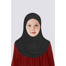 Betül Akbay Kız Çocuk Pratik Başörtü Pamuk Meryem Model Siyah