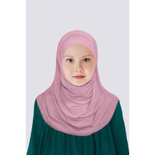Betül Akbay Kız Çocuk Pratik Başörtü Pamuklu Meryem Model Pudra Pembe