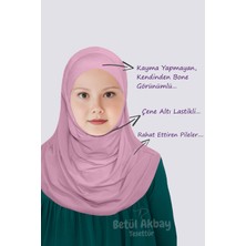 Betül Akbay Kız Çocuk Pratik Başörtü Pamuklu Meryem Model Pudra Pembe
