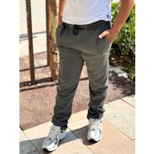 CMZ Collection Çocuk Düz Serj Likrasız Lacivert Beli Ribana Lastikli Okul Pantolon u