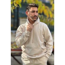 Yakamel Erkek Şardonlu 3 Iplik Bol Kesim Sweatshirt