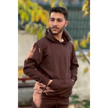 Yakamel Erkek Şardonlu 3 Iplik Bol Kesim Sweatshirt