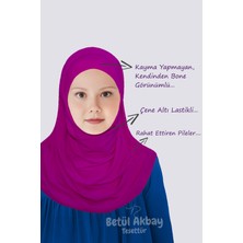Betül Akbay Kız Çocuk Pratik Başörtü Pamuk Meryem Model Mürdüm