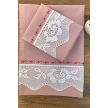 Modares Store Rose Dantelli Pikolu Ikili Yastık Kılıfı Pudra 50X70