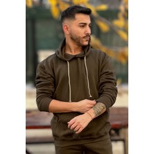 Yakamel Erkek Şardonlu 3 Iplik Bol Kesim Sweatshirt