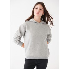 Yakamel Kadın 3 Iplik Şardonlu Bol Kesim Sweatshirt