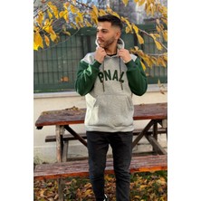 Yakamel Unisex Nakışlı Oversize 3 Iplik Kolej Kapşonlu Sweatshirt