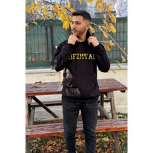 Yakamel Unisex Nakışlı Oversize 3 Iplik Kolej Kapşonlu Sweatshirt