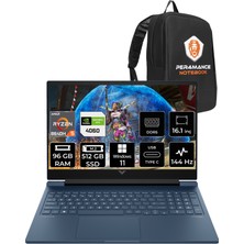 Hp Victus 16 Amd Ryzen 5 8640H 96GB 512GB SSD RTX4060/8GB 144Hz 16.1'' Fhd W11P Taşınabilir Bilgisayar A1YU0EA & Per4 Çanta A1YU0EAPN417