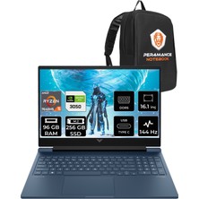 Hp Victus 16 Amd Ryzen 5 7640HS 96GB 256GB SSD RTX3050/4GB 144Hz 16.1'' Fhd Fdos Taşınabilir Bilgisayar 7Z4N2EA & Per4 Çanta 7Z4N2EAPN336