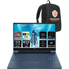 Hp Victus 16 Amd Ryzen 5 7640HS 8gb 1tb SSD RTX3050/4GB 144Hz 16.1'' Fhd Fdos Taşınabilir Bilgisayar 7Z4N2EA & Per4 Çanta 7Z4N2EAPN303