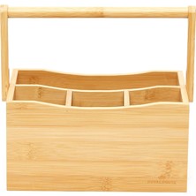 Faial Çok Amaçlı Bambu Organizer Bambu Çatal Bıçak Sepeti Bambu Kaşıklık 25X15CM