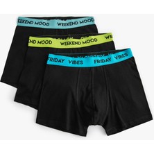 Koton 3'lü Boxer Seti Slogan Baskılı Pamuklu