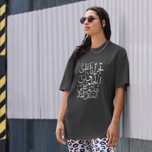 Agora Pazaar Unisex 100 % Pamuk Oversize Bisiklet Yaka Baskılı T-Shirt