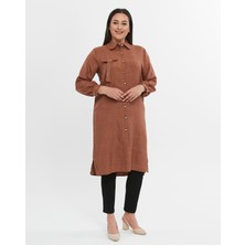 Laden Büyük Beden Kadın Pamuk Keten Anne Yazlık Baharlık Mevsimlik Tesettür Tunik Gömlek