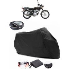 Kanuni Breton 125 Arka Çanta Uyumlu Siyah Motosiklet Branda Su Geçirmez Dayanıklı Kumaş