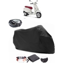 Vespa Primavera 50 Arka Çanta Uyumlu Siyah Motosiklet Branda Su Geçirmez Dayanıklı Kumaş
