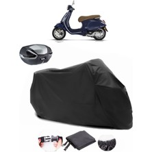 Vespa Primavera 150 Arka Çanta Uyumlu Siyah Motosiklet Branda Su Geçirmez Dayanıklı Kumaş