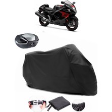 Suzuki Gsx-R 1300 Hayabusa Arka Çanta Uyumlu Siyah Motosiklet Branda Su Geçirmez Dayanıklı Kumaş