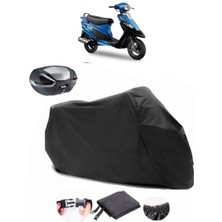 Autolion Tvs Scooty Pep Plus Arka Çanta Uyumlu Siyah Motosiklet Branda Su Geçirmez Dayanıklı Kumaş