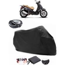 Piaggio Beverly 250 Arka Çanta Uyumlu Siyah Motosiklet Branda Su Geçirmez Dayanıklı Kumaş