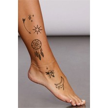 Jet Online Karışık Minimal Ok Düşkapanı Ay Geçici Dövme Dreamcatcher Tattoo