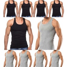 Maruf Shop 10 Adet Erkek Slim Fit Dar Kalıp Likralı Penye Sporcu Atleti(Rambo Atleti)