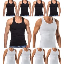 Maruf Shop 10 Adet Erkek Slim Fit Dar Kalıp Likralı Penye Sporcu Atleti(Rambo Atleti)