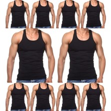 Maruf Shop 10 Adet Erkek Slim Fit Dar Kalıp Likralı Penye Sporcu Atleti(Rambo Atleti)
