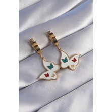 Clariss 316L Çelik Gold Renk Renkli Mineli Kelebek Küpe