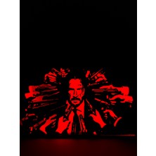 Domini John Wick - Keanu Reeves-Rgb LED Işıklı 3 Boyutlu Tabela - 20CM x 11.5cm x 2cm (Bluetooth Kontrollü)