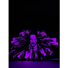 Domini John Wick - Keanu Reeves-Rgb LED Işıklı 3 Boyutlu Tabela - 20CM x 11.5cm x 2cm (Bluetooth Kontrollü)