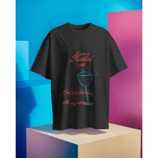 Helios Haute Martini Club Kokteyl Tasarım Relaxed Fit Erkek Önü Baskılı Tişört