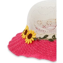 Kardelen Butik Denizli Kız Çocuklar  Için  Merserize Hasır  Şapka  ( 6-10 Yaş )  ( Size 52 cm )