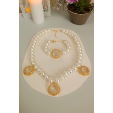Minimalist Tasarım Çeyrekli Bileklik Set Incili Çeyrek Bileklik ,incili Çeyrekli Bileklik ,çeyrek Altın Kolye