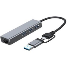 Speed Sp UET01 10/100/1000MBPS USB / Type-C 3 Port USB 3.0 Çoklayıcı Gıgabıt Ethernet Çevirici