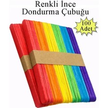 Glanart Renkli Dar Dil Çubuğu 100 Adet Ince  Abeslang En 1cm ,boy 11.4 cm