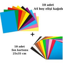 Glanart 10 Adet A4 Boy El Işi Kağıdı + 10 Adet  25X35 cm Fon Kartonu