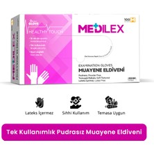 Reflex Medilex Tek Kullanımlık Pudrasız Pembe M Beden Muayene Eldiveni 100'lü