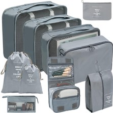 Deming 10 Adet/takım Bagaj Paketleme Çantası, Büyük Kapasiteli Su Geçirmez, Fermuarlı Çok Amaçlı Seyahat Saklama Çantaları Ev Malzemeleri Gri (Yurt Dışından)