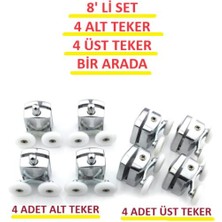 Optana Teker 8’li Set Duşakabin Tekerleği Alt Üst Cam Kabin Rulman Makara 24 mm Krom