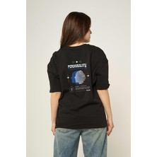 Hopely Black Blue Retro Oversized T-Shirt